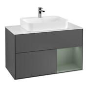 V&B Finion 100 Meuble sous lavabo Éclairage mural, Blanc mat, Anthracite mat
