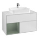 V&B Finion 100 Meuble sous-lavabo Éclairage mural, blanc mat, côté gauche huilé, laqué blanc-1