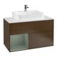 V&B Finion 100 Meuble sous lavabo Éclairage mural Blanc mat, rangement gauche, huile mat, laqué, veinage bois-1