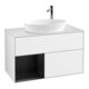 V&B Finion 100 Meuble sous lavabo Éclairage mural, blanc mat, régulateur bleu mat, laqué blanc brillant-1