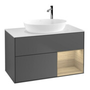 V&B Finion 100 Meuble sous lavabo, éclairage mural, blanc, régulateur Oa ven, anthracite