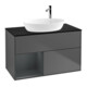 V&B Finion 100 Meuble sous lavabo, Éclairage mural, Bleu, Anthracite, Lacqué, Avec étagère-1