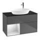V&B Finion 100 Meuble sous lavabo, éclairage mural, bleu, étagère blanche laquée, anthracite-1