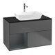 V&B Finion 100 Meuble sous lavabo, éclairage mural, bleu, étagère médiane, anthracite mat-1