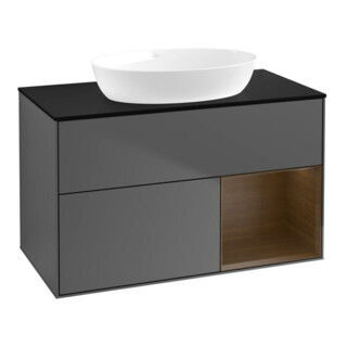 V&B Finion 100 Meuble sous lavabo Éclairage mural Bleu Pl, Anthracite m