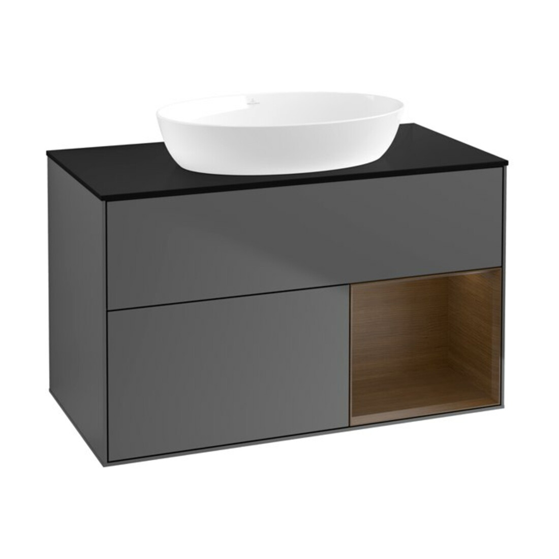 V&B Finion 100 Meuble sous lavabo Éclairage mural Bleu Pl, Anthracite m