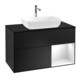 V&B Finion 100 Meuble sous lavabo Éclairage mural Lac blanc brillant, bleu mat Lac-1