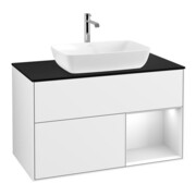 V&B Finion 100 Meuble sous-lavabo Éclairage mural Pl b m, Reg wh. m Lac, glo wh. Lac
