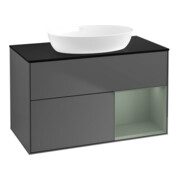 V&B Finion 100 Meuble sous lavabo Éclairage mural Pl blanc mat, Réglette olivier mat, Anthracite mat