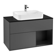 V&B Finion 100 Meuble sous lavabo Éclairage mural Pl blanc mat, Rg droite blanc mat Lac, Anthracite mat-1