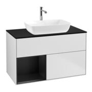 V&B Finion 100 Meuble sous lavabo Éclairage mural Pl bleu m, Étagère bleu m Lac, blanc m Lac