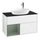 V&B Finion 100 meuble sous-lavabo éclairage mural, placage bois, régulateur huile, laqué blanc brillant-1