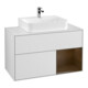 V&B Finion 100 Meuble sous lavabo mural, éclairage mural, blanc, placage noyer, blanc mat laqué-1