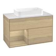 V&B Finion 100 Meuble sous lavabo mural, pl blanc, rég gauche Oa ven, Oa ven