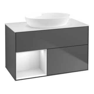 V&B Finion 100 Meuble sous lavabo Pl blanc mat, tiroir blanc mat Lac, anthracite mat