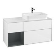 V&B Finion 120 cm Meuble sous lavabo avec éclairage mural, blanc laqué