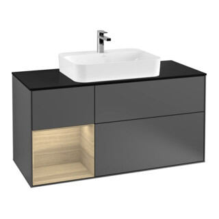 V&B Finion 120 cm Meuble sous lavabo, éclairage mural, anthracite m