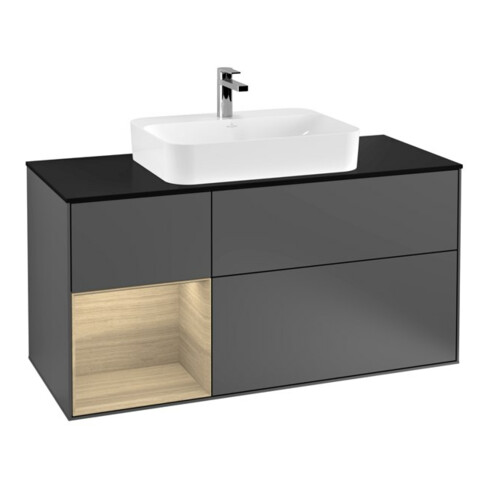 V&B Finion 120 cm Meuble sous lavabo, éclairage mural, anthracite m