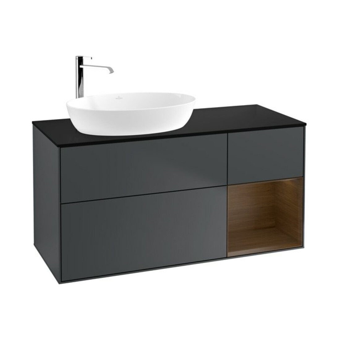 V&B Finion 120 cm Meuble sous-lavabo Éclairage mural Pl b m, Reg wal ven, md bl. m Lac
