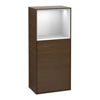 V&B Finion Armoire latérale 41,8x93,6 cm, gauche, étagère sup. blanc mat, noyer veiné