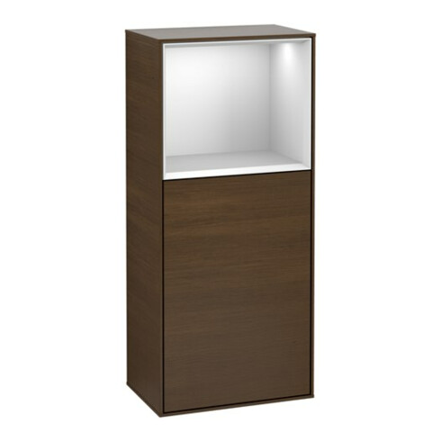 V&B Finion Armoire latérale 41,8x93,6 cm, gauche, étagère sup. blanc mat, noyer veiné