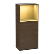 V&B Finion Armoire latérale Éclairage mural 41,8x93,6 cm, droite, étagère sup. or, veinée bois