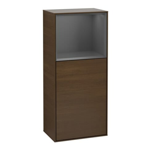 V&B Finion Armoire latérale Éclairage mural 41,8x93,6cm, anthracite mat, veinage bois