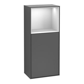 V&B Finion Armoire latérale Éclairage mural 41,8x93,6cm, d, Étagère sup. bl. m, Anthracite m