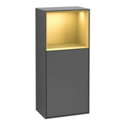 V&B Finion Armoire latérale Éclairage mural 41,8x93,6cm, d, Étagère sup. or mat, Anthracite m