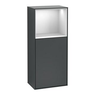 V&B Finion Armoire latérale Éclairage mural 41,8x93,6cm, droite, blanc mat, bleu moyen, laqué