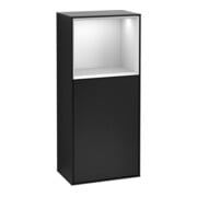 V&B Finion Armoire latérale Éclairage mural 41,8x93,6cm, droite, étagère sup. blanche, porte bleue laquée