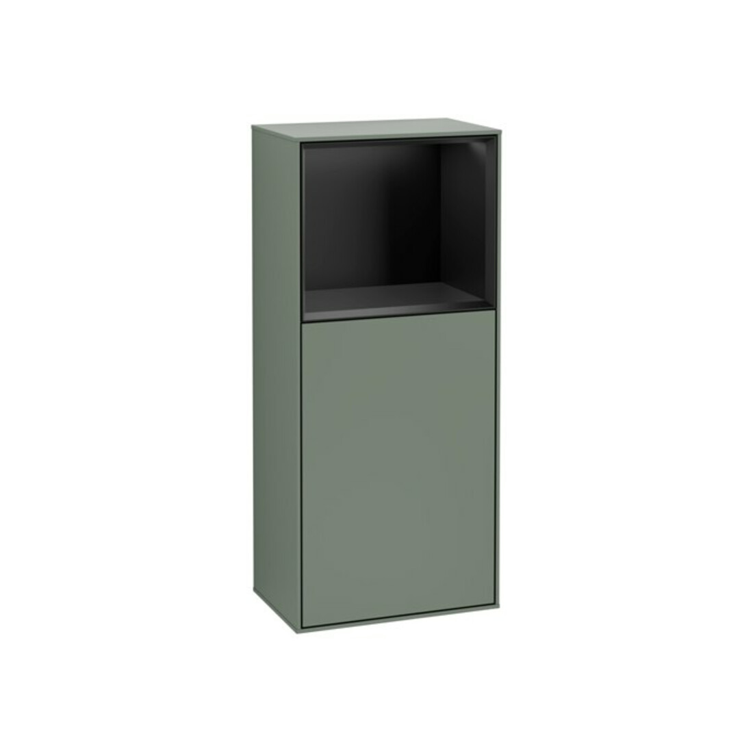 V&B Finion Armoire latérale Éclairage mural 41,8x93,6cm, droite, étagère sup. bleue, huile avec laque