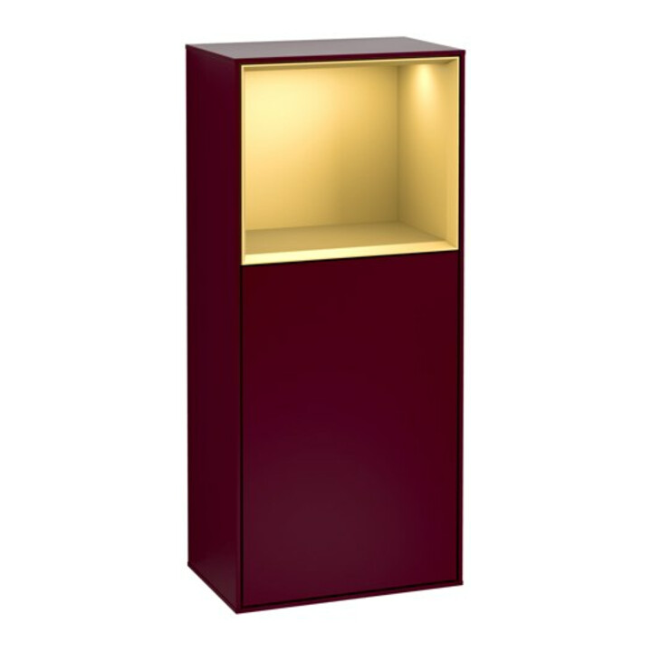 V&B Finion Armoire latérale Éclairage mural 41,8x93,6cm, gauche, étagère sup. dorée, Peo mat