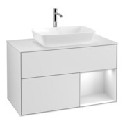 V&B Finion Meuble sous lavabo 100 cm, blanc mat, tiroir blanc mat laqué, blanc mat laqué-1