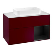 V&B Finion Meuble sous lavabo 100 cm, blanc, réglette droite bleue avec lac, Peo m
