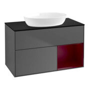V&B Finion Meuble sous lavabo 100 cm, bleu, étagère en verre laqué, anthracite-1