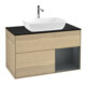 V&B Finion Meuble sous lavabo 100 cm, bleu, étagère, laqué, éclairage mural-1