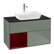 V&B Finion Meuble sous lavabo 100 cm, bleu, étagère, laqué mat, huile, laqué mat-1