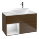 V&B Finion Meuble sous lavabo 100 cm, Pl blanc mat, Reg blanc mat Lac, noyer ven.-1