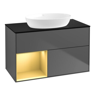 V&B Finion Meuble sous lavabo 100 cm, Pl bleu m, Reg or m Lac, Anthracite m