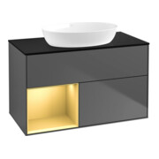 V&B Finion Meuble sous lavabo 100 cm, Pl bleu m, Reg or m Lac, Anthracite m