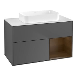 V&B Finion Meuble sous lavabo 100x60,3 cm, éclairage mural, anthracite m