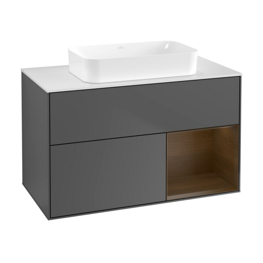 V&B Finion Meuble sous lavabo 100x60,3 cm, éclairage mural, anthracite m