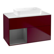V&B Finion Meuble sous lavabo 100x60,3 cm, éclairage mural, anthracite mat, rég. gauche