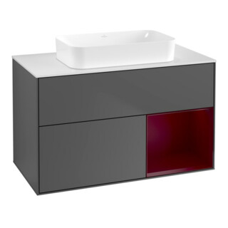 V&B Finion Meuble sous lavabo 100x60,3 cm, éclairage mural, anthracite mat, Reg re Peo
