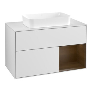 V&B Finion Meuble sous lavabo 100x60,3 cm, éclairage mural, blanc avec laque