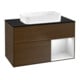 V&B Finion Meuble sous lavabo 100x60,3 cm, éclairage mural, blanc brillant, veinage noyer, droit-1