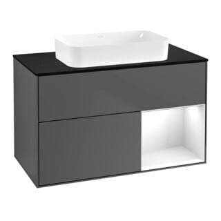 V&B Finion Meuble sous lavabo 100x60,3 cm, éclairage mural, laqué blanc, anthracite m