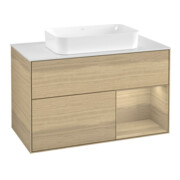 V&B Finion Meuble sous lavabo 100x60,3 cm, éclairage mural, placage chêne, droite