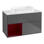 V&B Finion Meuble sous lavabo 100x60,3 cm, éclairage mural, rég. gauche, anthracite mat